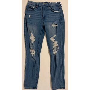 Aeropostale Women's High Rise Curvy Jegging Sz 14 Light Wash Distressed